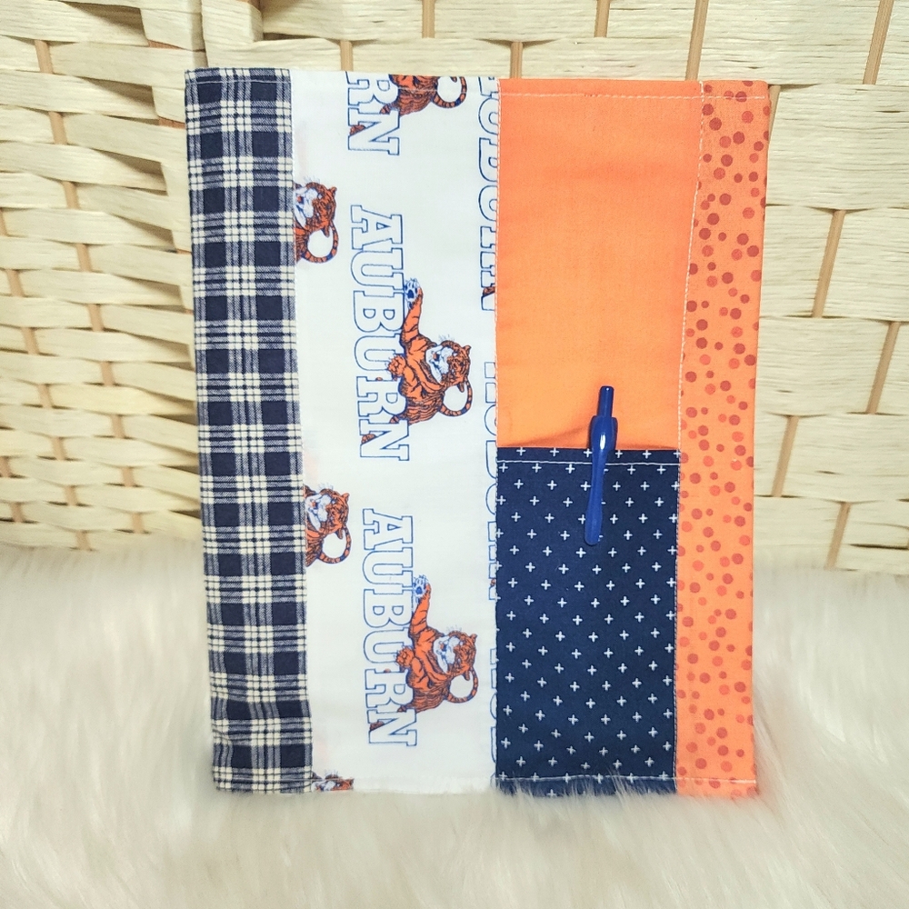 Handmade Quilted Auburn Notebook Cover With Pen Pocket Notebook Included